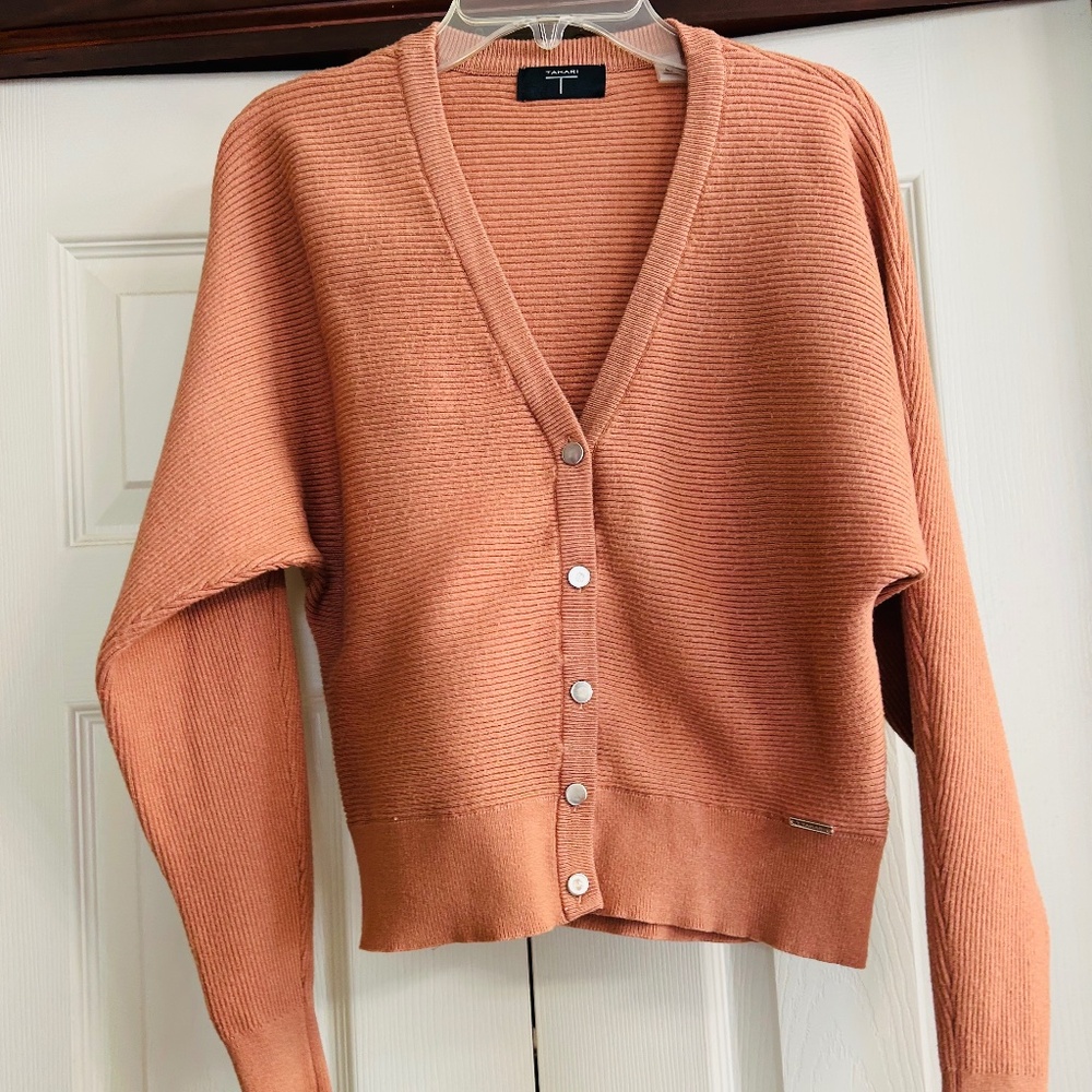 T Tahari Long Sleeve V-Neck Knit Sweater